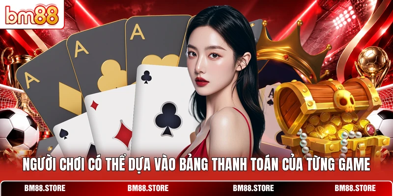 Người chơi có thể dựa vào bảng thanh toán của từng game